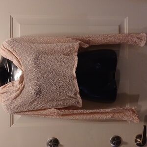 Mudd Pink Knit Sweater, Size L with hood